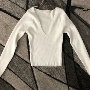 White ribbed sweater top